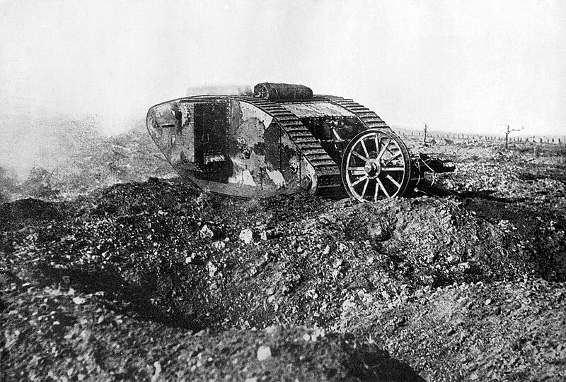 WWI British Tank in action on the Western Front 1917